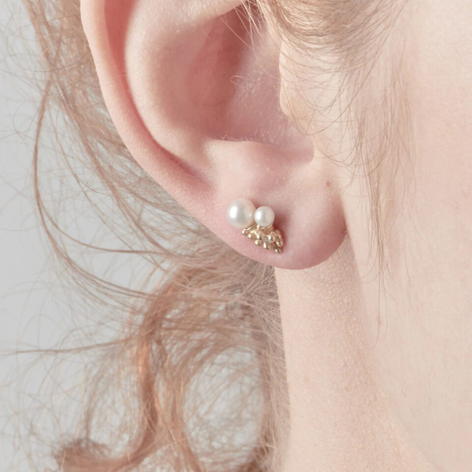 Ruth Tomlinson: Pearl and Diamond Cluster Studs, tomfoolery