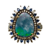 TF Collective: Opal Doublet and Diamond & Sapphire Halo Ring, tomfoolery london