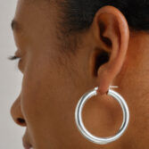 Tf Hoops: Extra Large Chunky Tube Silver Hoop 40mm, tomfoolery