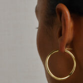 Tf Hoops: Wave Gold Plated Silver Hoop 35mm, tomfoolery