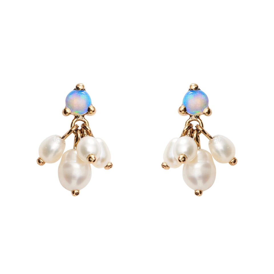 WWake: Opal and Pearl Cloudburst Earrings, tomfoolery london