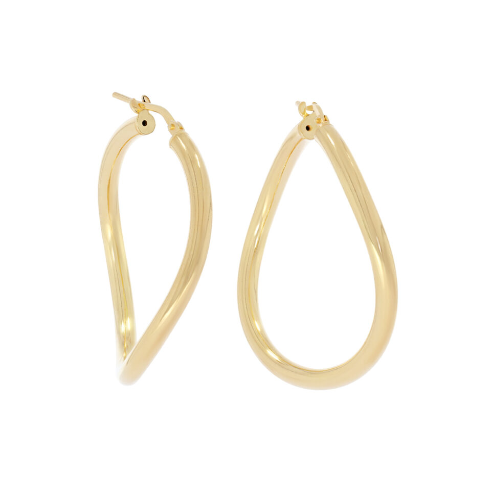 Tf Hoops: Wave Gold Plated Silver Hoop 35mm, tomfoolery