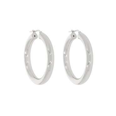 Tf Hoops: Extra Large Chunky Tube Silver Hoop 40mm, tomfoolery
