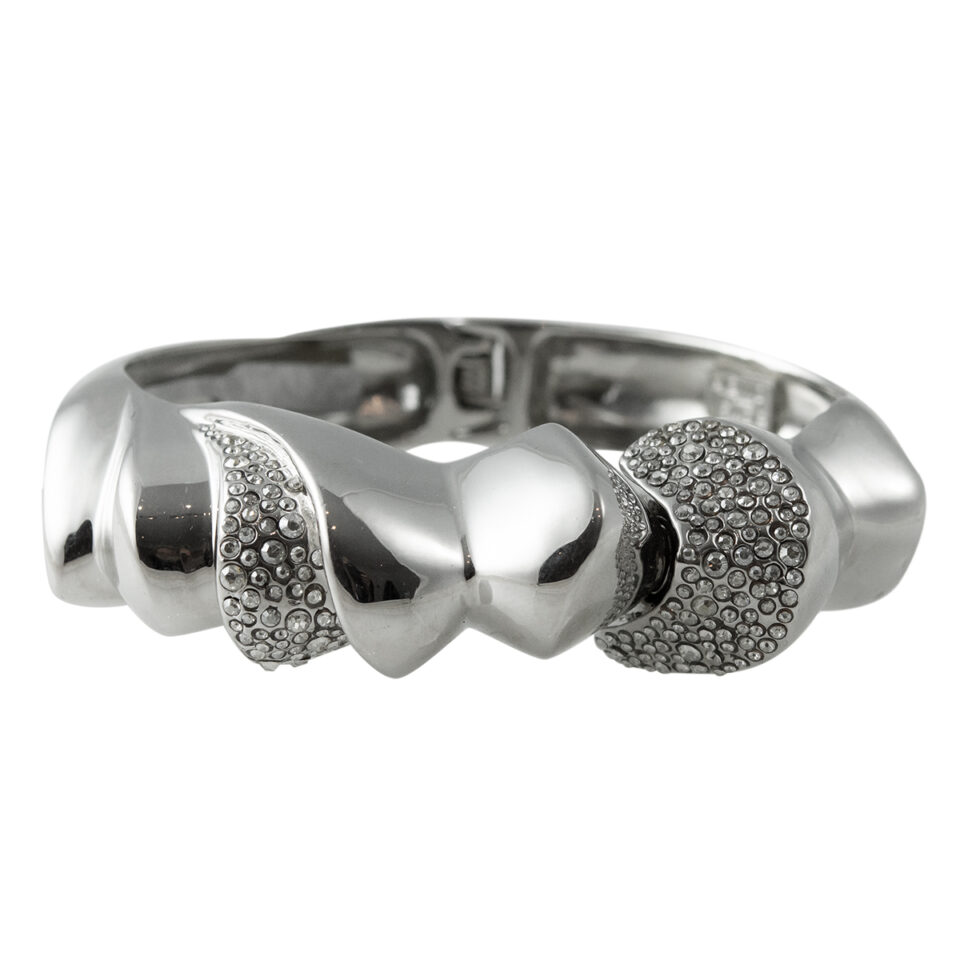 Alexis Bittar: Silver Tone and Crystal Geometric Cuff Bracelet, tomfoolery