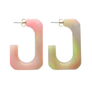 Vanessa Baroni: SQUARED Single Earrings Large Neon Rainbow, tomfoolery
