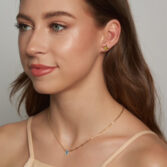 Poppy Finch: Contrast Link Bead Chain Necklace with Aquamarine in 14ct yellow gold, tomfoolery