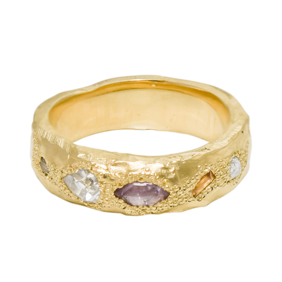 Ellis Cameron: tf Exclusive 6mm Scatter Band With Diamonds and Sapphires, tomfoolery london