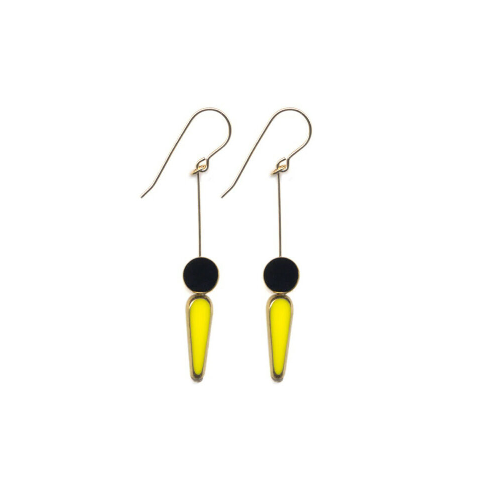 I. Ronni Kappos - Yellow Arrow with Black Earrings, tomfoolery london