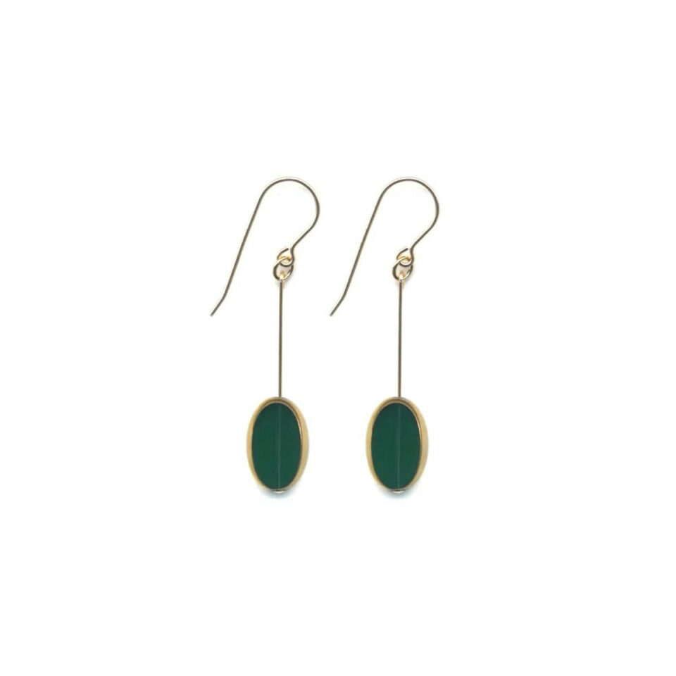 I. Ronni Kappos - Jewel Green Oval Earrings, tomfoolery london