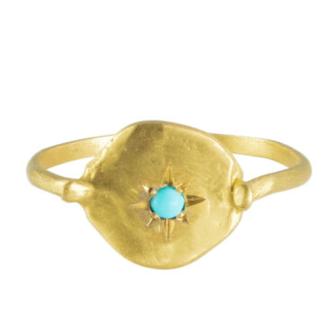 Maria Beltran: Gold Plated Sterling Silver Ring With a Turquoise, tomfoolery london