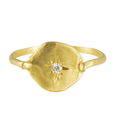 Maria Beltran: Gold Plated Sterling Silver Ring With a Diamond, tomfoolery london