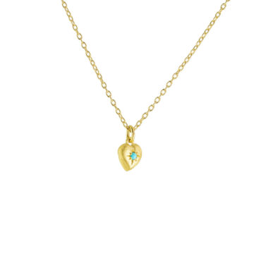 Maria Beltran: Gold Plated Silver Heart Pendant set with turquoise, tomfoolery london