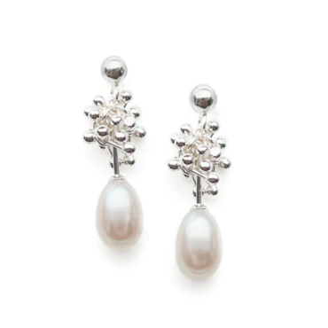 Droplet Pearl Drop Earrings, Yen, Tomfoolery London