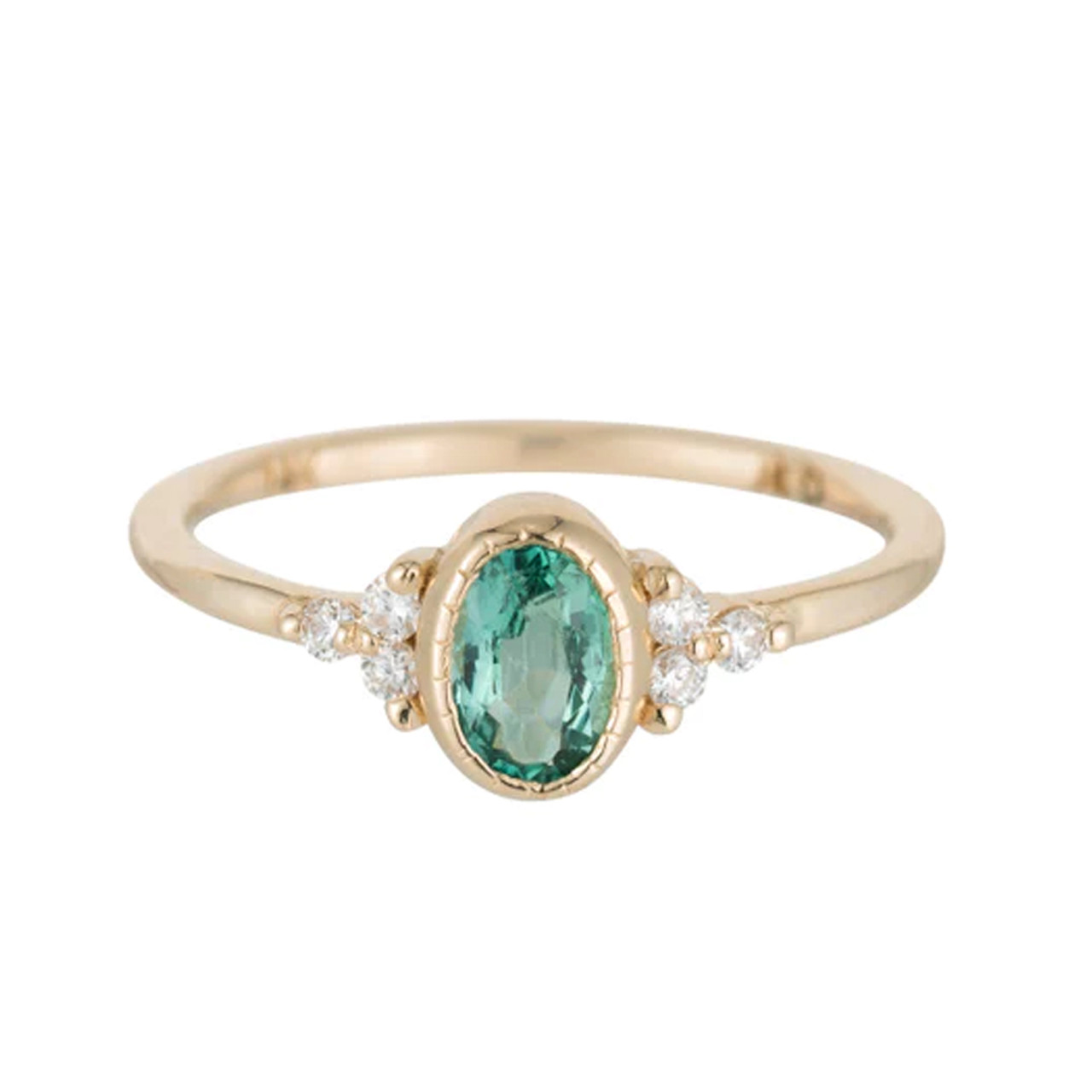 Oval Emerald Crossover Ring with Diamond Accents | Angara