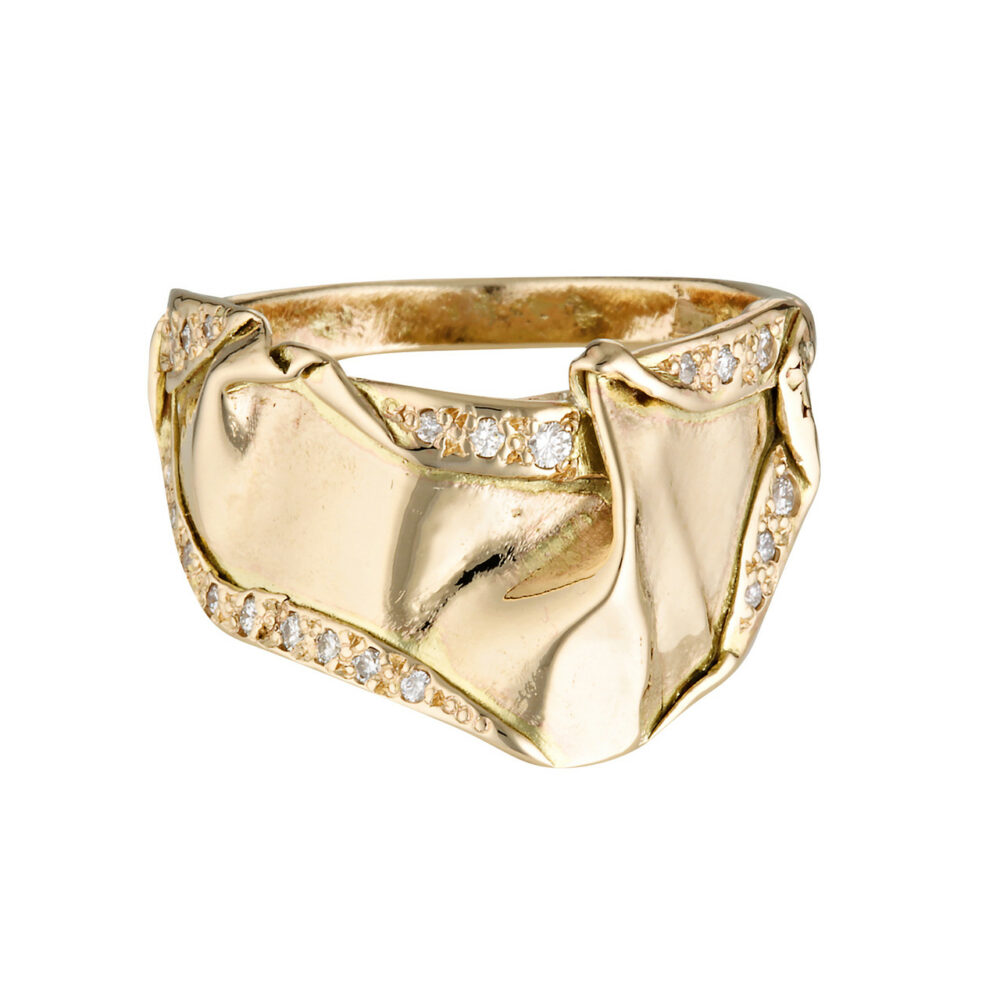 ATHENA GOLD TEXTURED ARCH RING, Mia Chicco